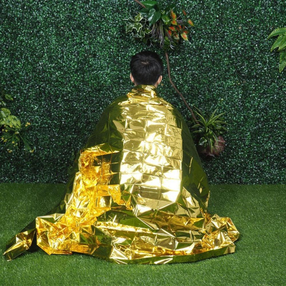 New Outdoor Survival Blanket Windproof Waterproof Gold Foil Blanket Camping Emergency Blanket