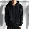 Front Pocket Drawstring Long Sleeve Pullover Hoodie Autumn Winter Solid Color Fleece Lining Hooded Sweatshirt Streetwear