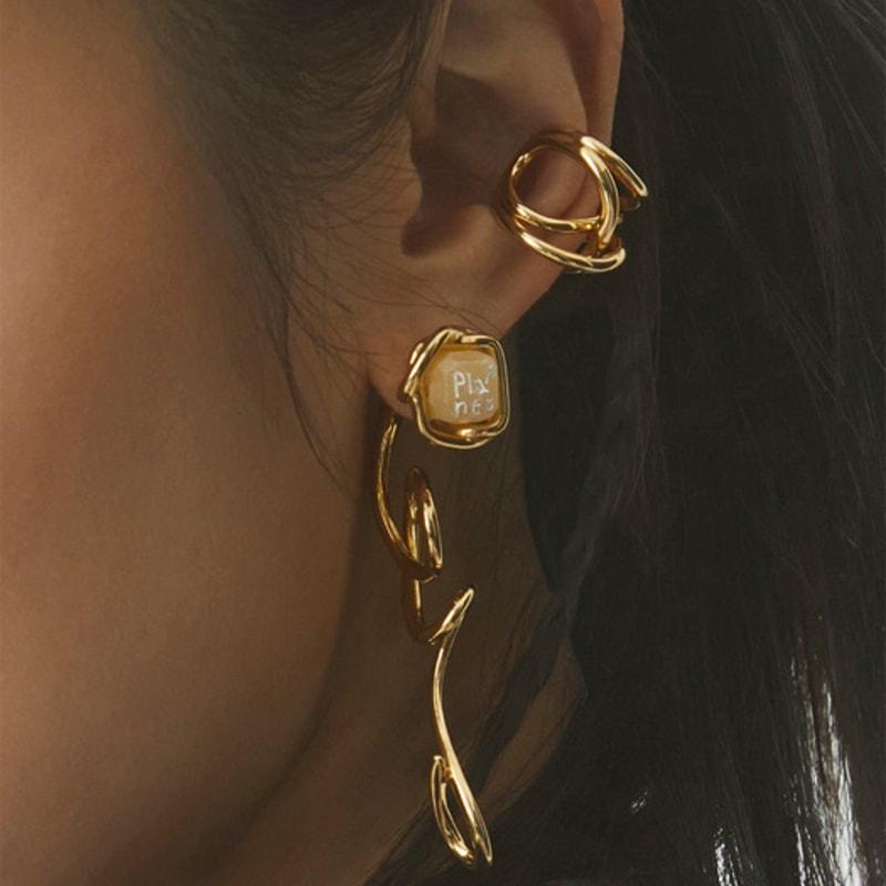 NEUF PIECE GARDEN PLANTS YELLOW CALCITE earring