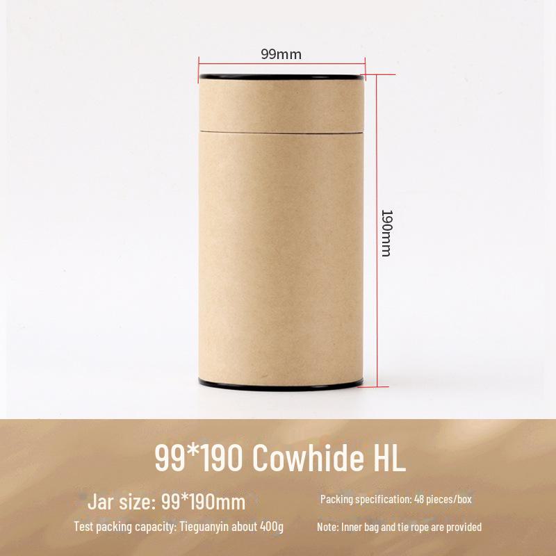 Universal Kraft Paper Tea Gift Box – Thick, Unprinted, Sealed Can Tube