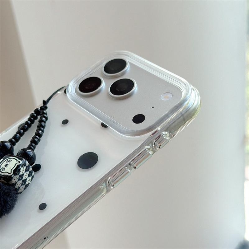 Минималистичный корейский чехол для телефона с черным горошком для iPhone 17/16 Pro Max/15/14: Ощущение высокого класса