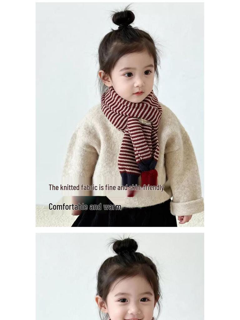 Chic Baby Pom-Pom Knit Scarf: Color Block, Unisex, Warm Wool