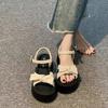 Small Fragrant Style Bow Platform Sandals Female Summer Wear Retro Fairy Style with Skirt Small Height Increase Roman Shoes