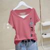 Женская летняя футболка свободного кроя из чистого хлопка с коротким рукавом в корейском стиле 2024 года