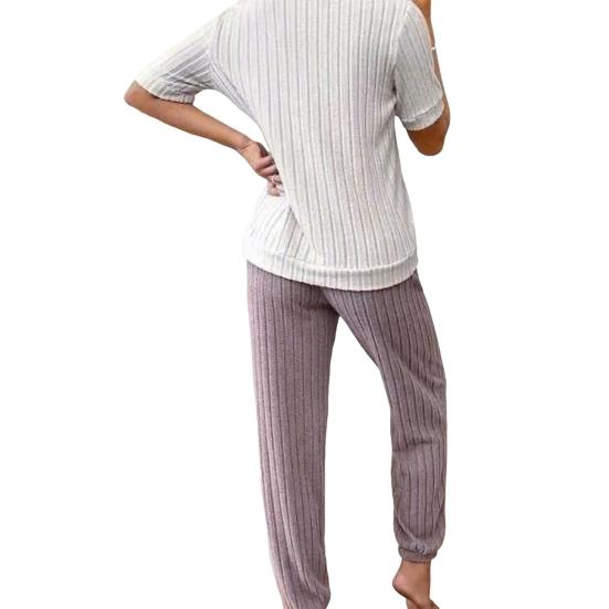 2 шт./комплект, женская зимняя пижама, круглый вырез, узор в виде сердца, короткий рукав, домашняя одежда, топ, штаны, комплект, свободная домашняя одежда, женская ночная рубашка