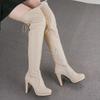 Женские сапоги на высоком каблуке, сексуальный европейский и американский стиль, осенне-зимние новые водонепроницаемые сапоги до колена большого размера на тонком каблуке
