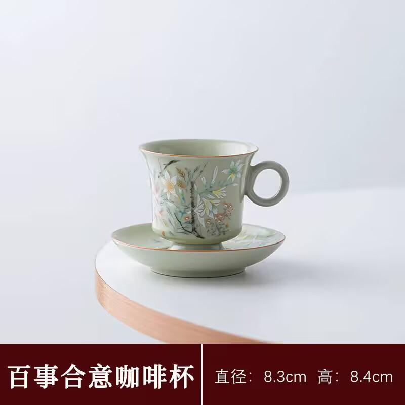 Чашка для кофе Ru Kiln Высококачественная Изысканная Высокоценная Керамическая Чашка и Блюдце Нишевый Дизайн Утолщенная Защищающая от Ожогов Чайная Чашка