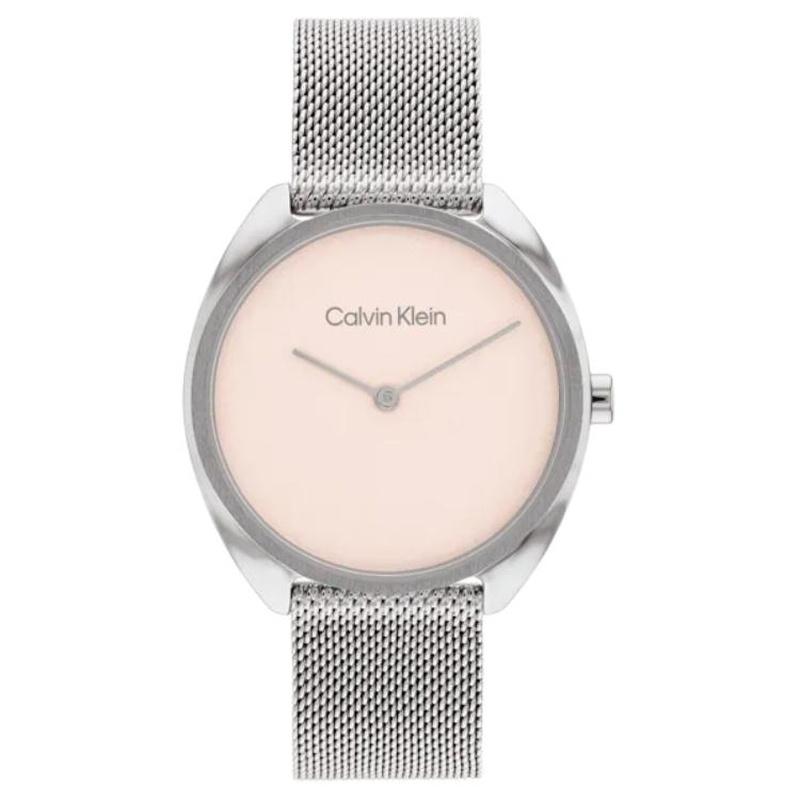 Calvin Klein Часы кварцевый механизм стальной ремешок 34 мм розовый циферблат женские часы 30 метров водонепроницаемые 25200269