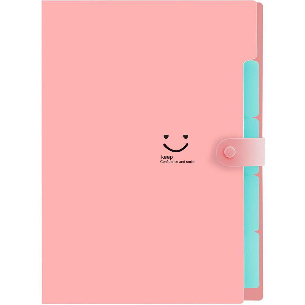 A4 Multi-Layer Folder Dutton File Bag File Bag Candy Color Five Grid Organ Bag Large Capacity Korean Simple Office Stationery