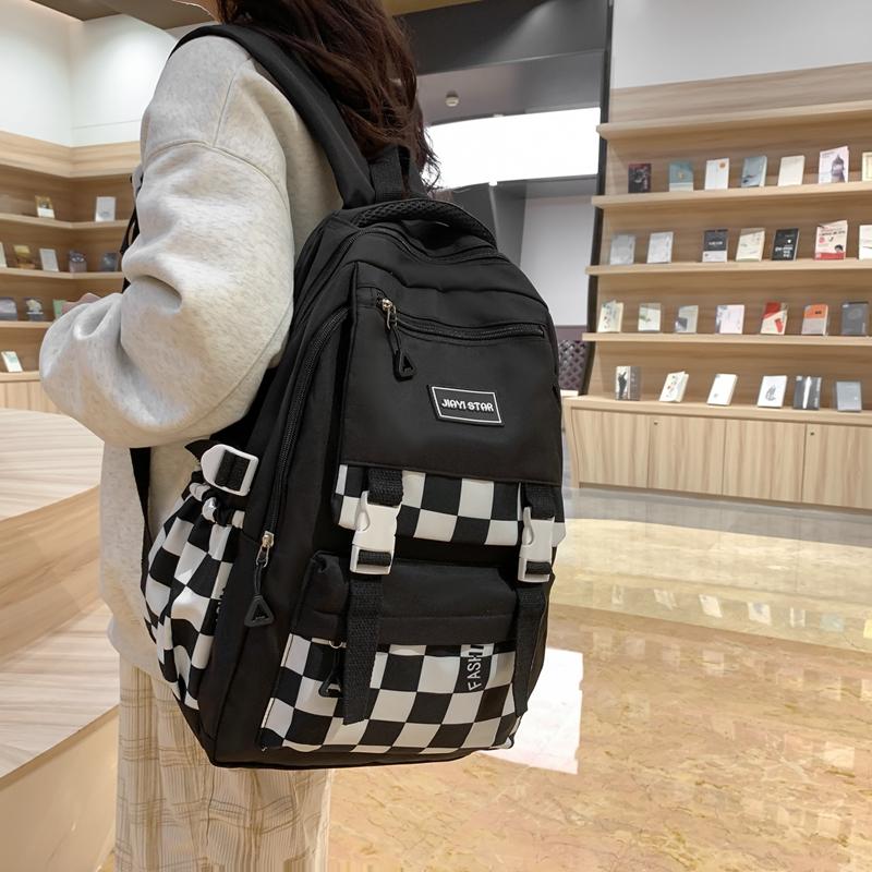 Школьная сумка в шахматном порядке, студенческий рюкзак, женский рюкзак для младших классов средней школы