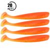 20PCS 7.5cm Soft Plastic Fishing Lures T Tail Grub Worm Baits Fish Tackle Accessory(Orange)
