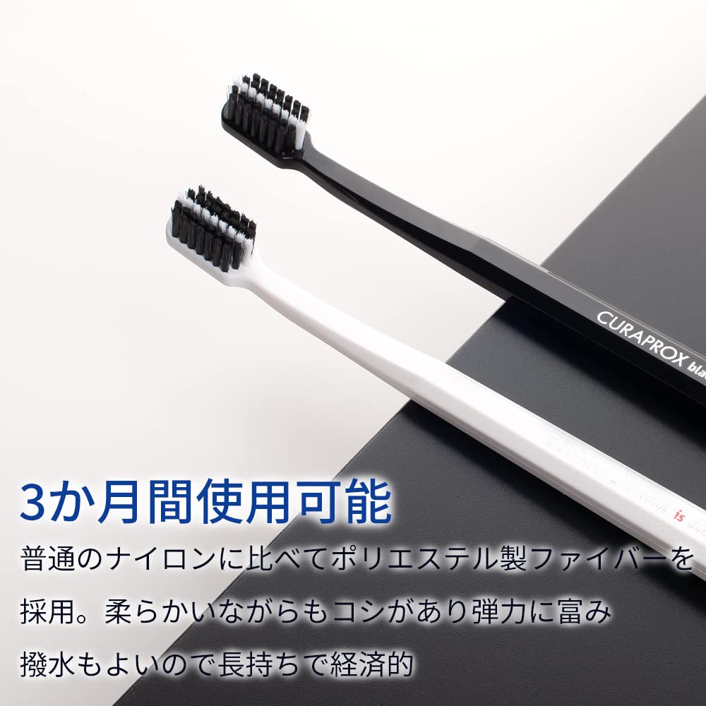 CURAPROX Black is White Toothbrush Set white and White Toothbrush Stand (2 brushes black) +
