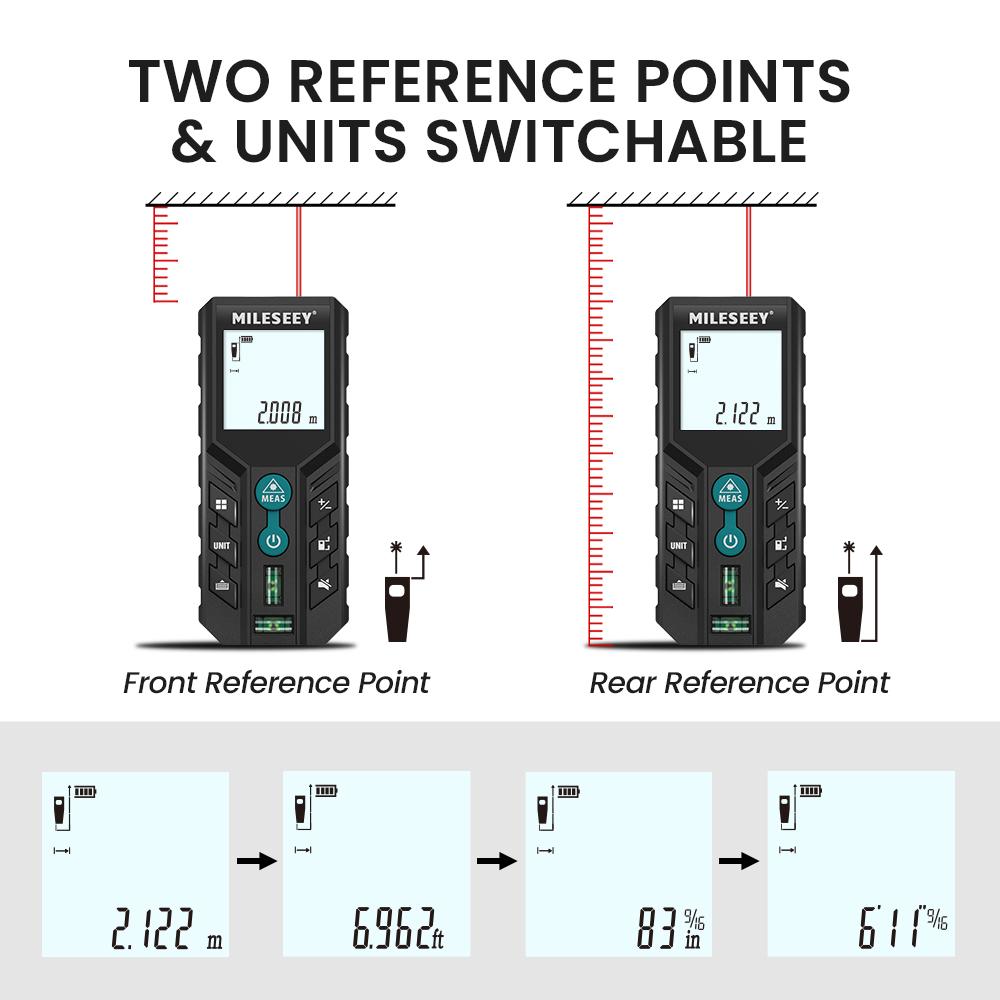 Mileseey Лазерный дальномер D2 Laser Trena Высококачественная лазерная рулетка 40M 60M 80M 100M 120M Измерительная лента