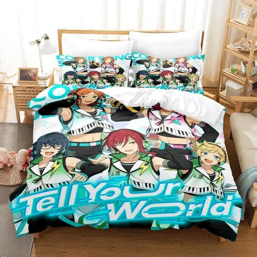 Комплект постельного белья Ensemble Stars Single Twin Full Queen King Size Bed Set Adult Kids Bedroom Duvet Cover Sets 3D Anime Bed Sheet Set