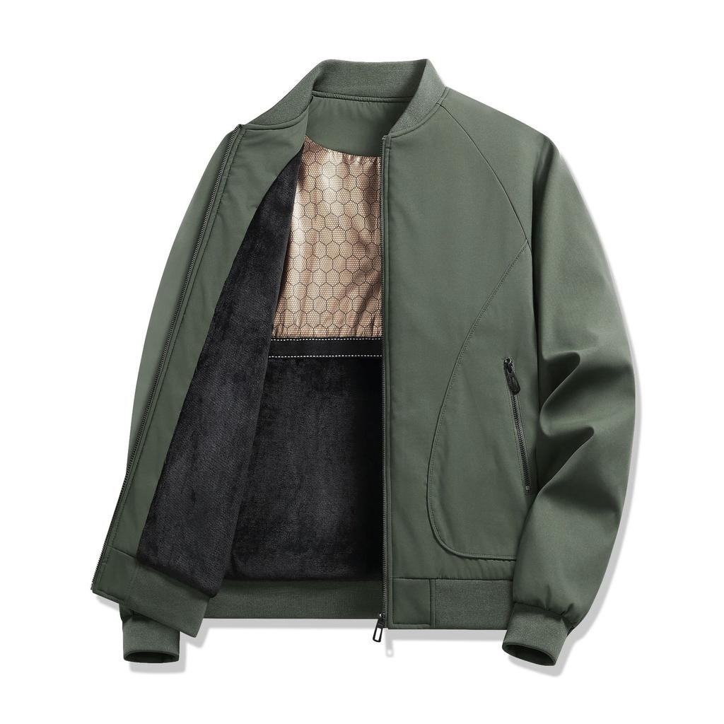 Autumn and Winter Jacket Men's Graphene Plus Velvet Thickened Jacket New Loose Baseball Collar Youth Casual Trendy Cotton Jacket