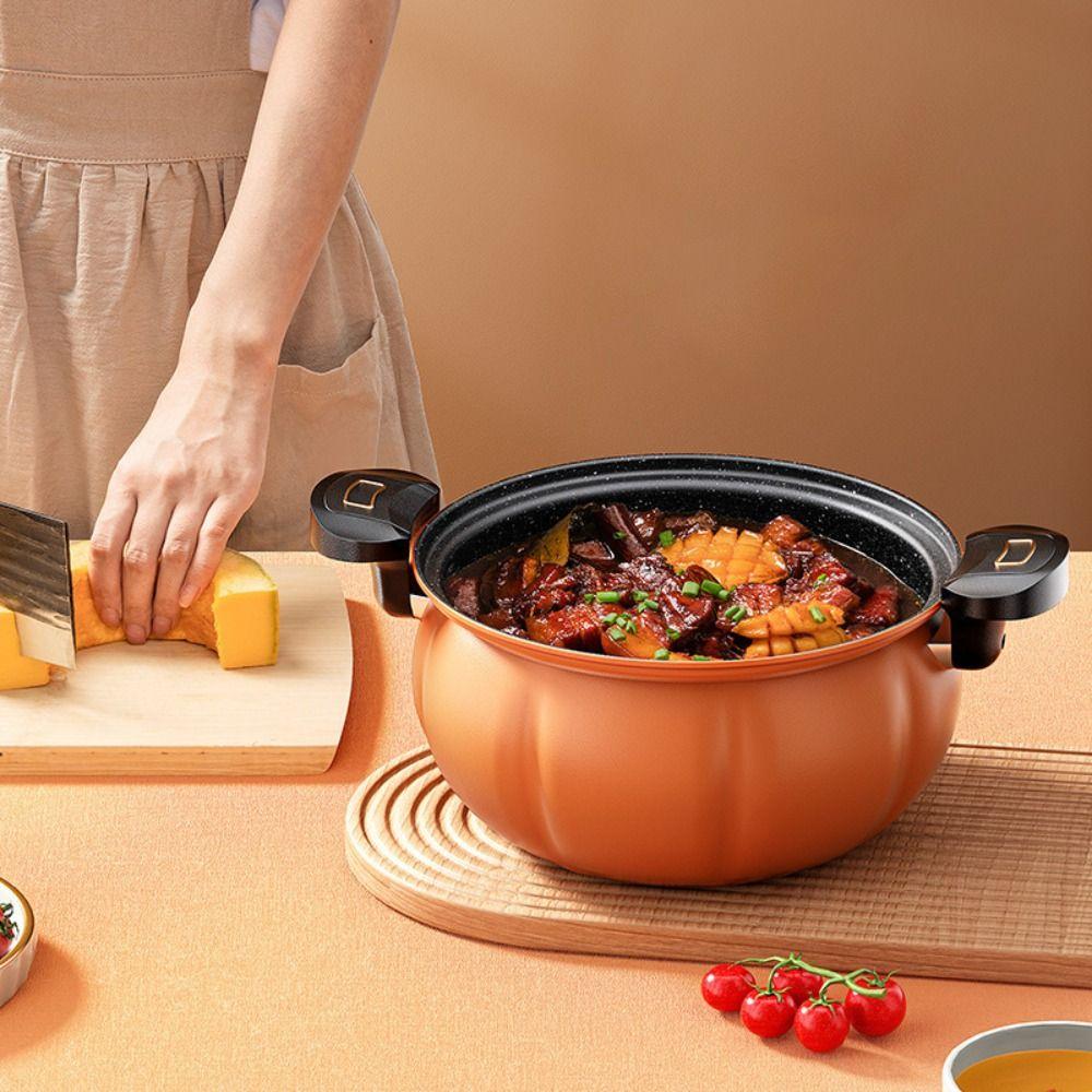 8L Fine Iron Pumpkin Micro Pressure Pot Glass Gas Stove Universal Pan Home Type Soup Pot  Kitchen