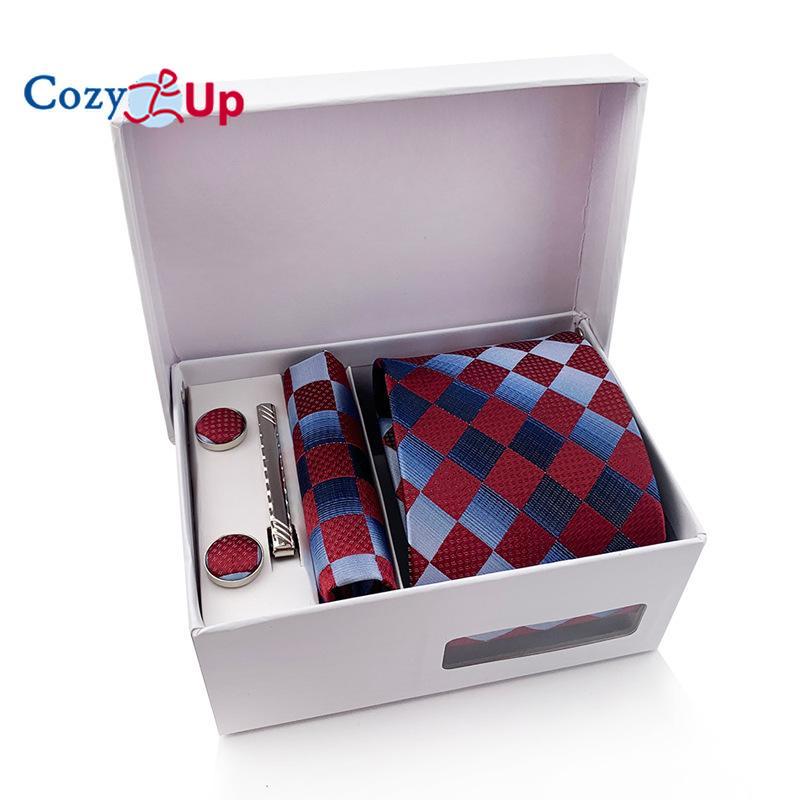 Cozy Up Ties for Men Set with Pocket Square Cufflink and Tie Clip | Necktie Handkerchief In Gift Box for Wedding