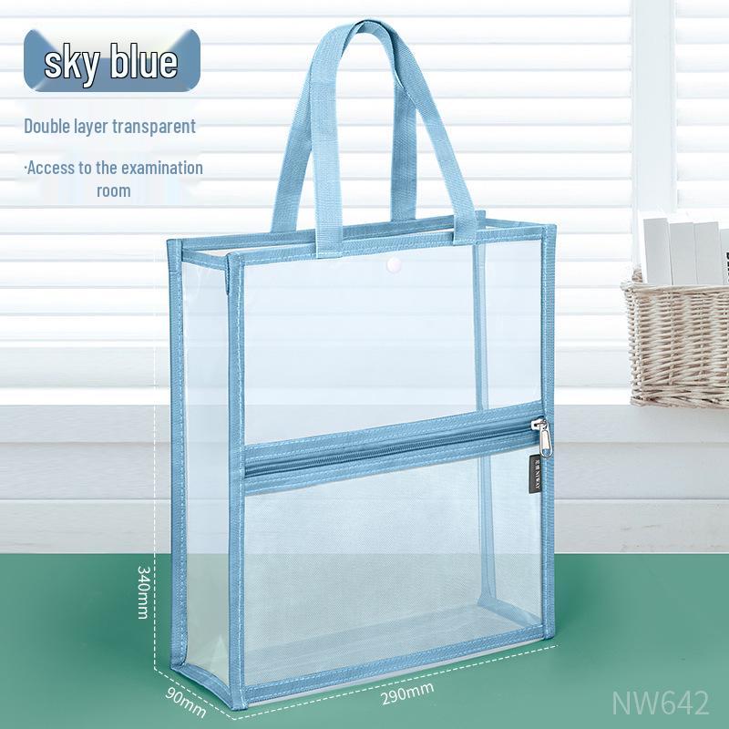 Прозрачная двухслойная ПВХ сумка для документов большой емкости
