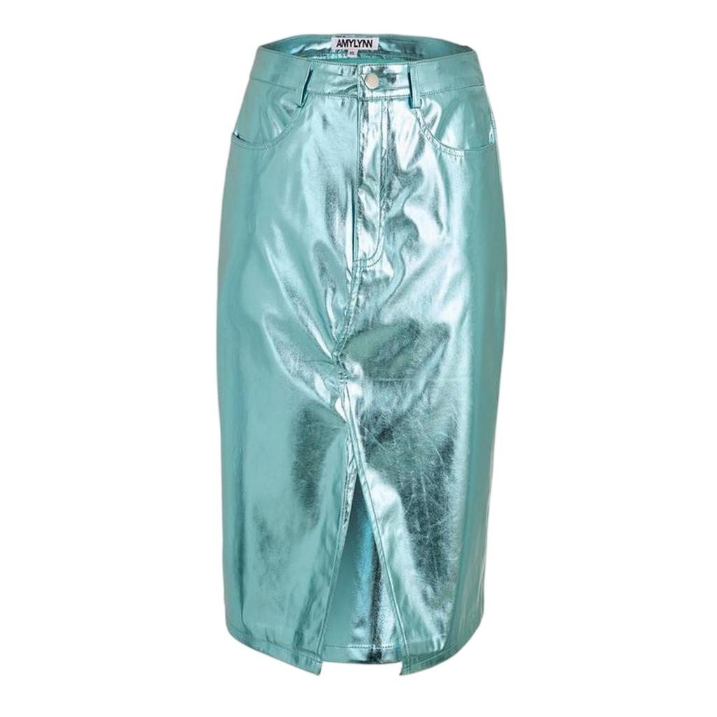 AmyLynn Womens/Ladies Metallic Faux Leather Pencil Skirt