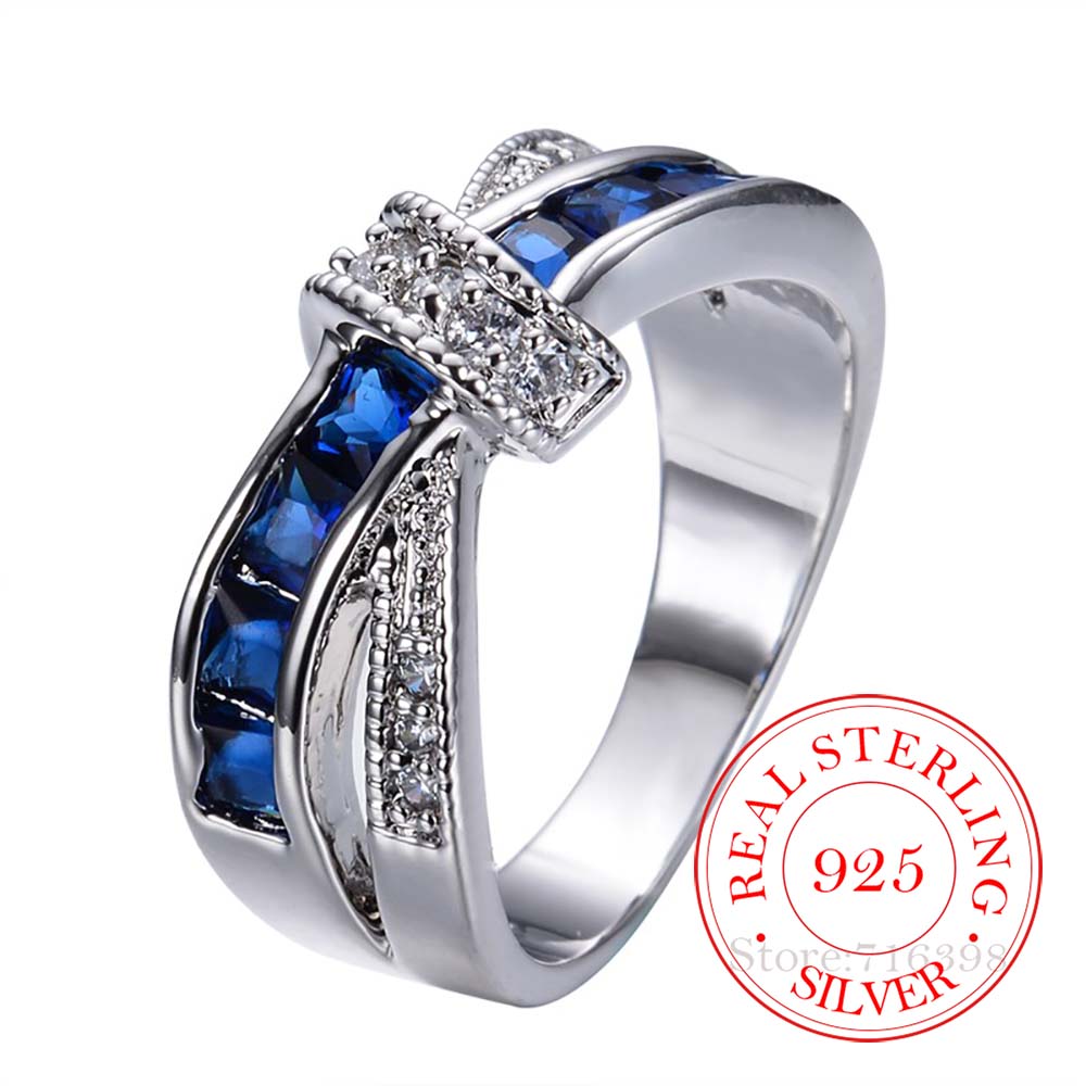 925 Sterling Silver Jewelry Vintage Crystal Couple's Wedding Silver Rings for Women Men Fashion Anel De Prata Bijoux