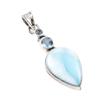 Natural Republic Larimar,Blue Topaz 925 Solid Sterling Silver Pendant 1.75" i2Y55
