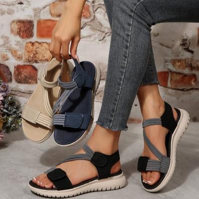Женские летние сандалии-клинья большого размера, новая мода, женские сандалии на липучках