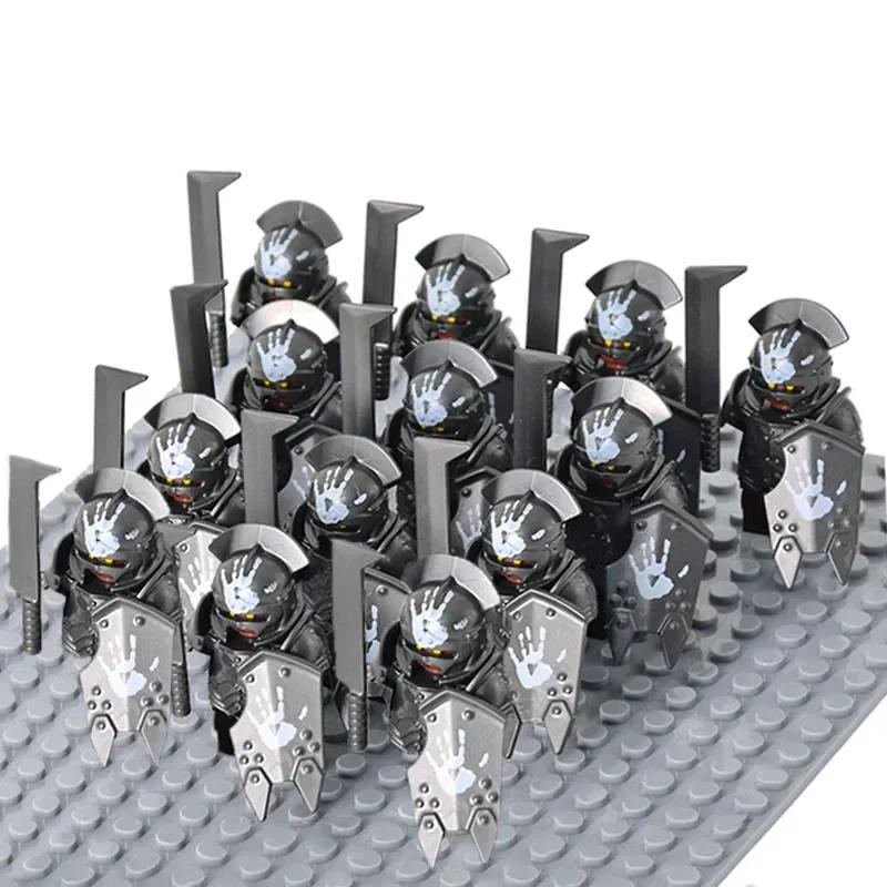 13 шт. Боевая Гвардия Гондора Пользовательская Пехота Армия Солдат ПРОТИВ Спартанцы Римляне Рыцари Воин Рохана Фигурки Набор Блоков Игрушки для Детей