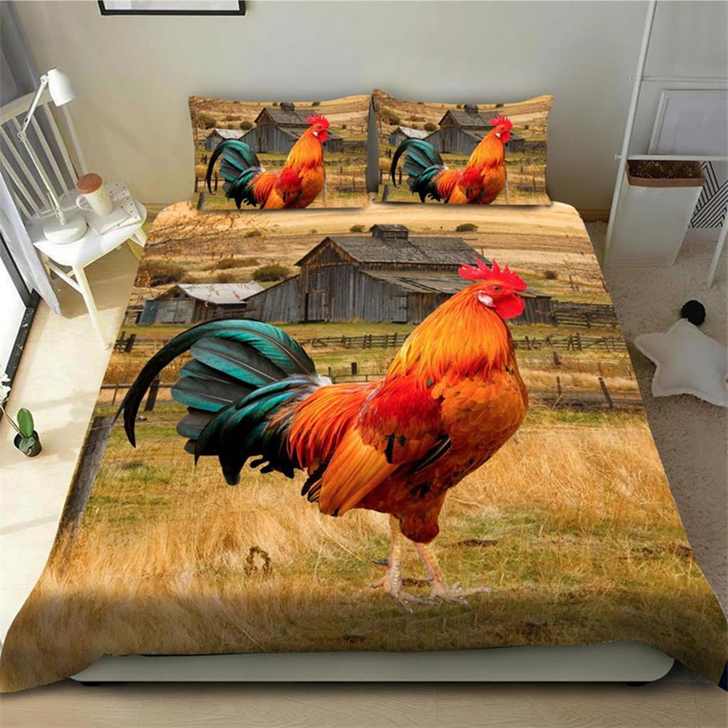 Farm 3D Chicken Duvet Cover Rooster Goose Duck for Kid Teen Women Men Gifts Farmhouse Animals for Bedroom Decorations Queen King