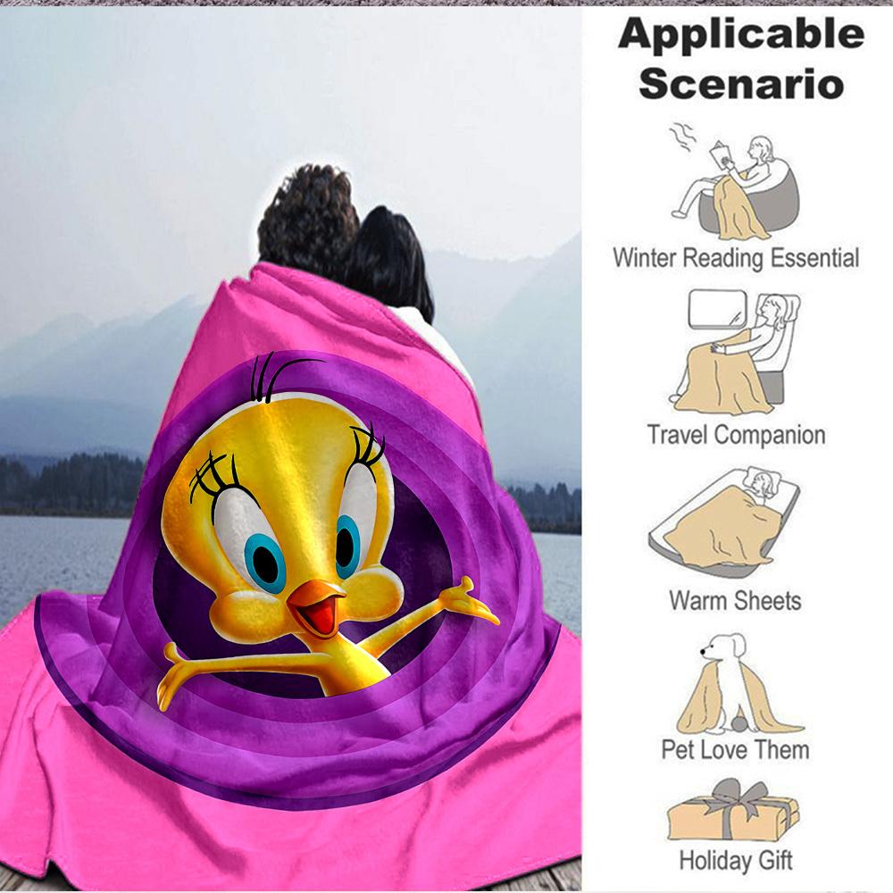 1 шт. Фланелевое одеяло Tweety Looney Tunes, Мягкое, приятное для кожи, с цифровой печатью, Различные размеры в наличии для семьи, друзей, на день рождения