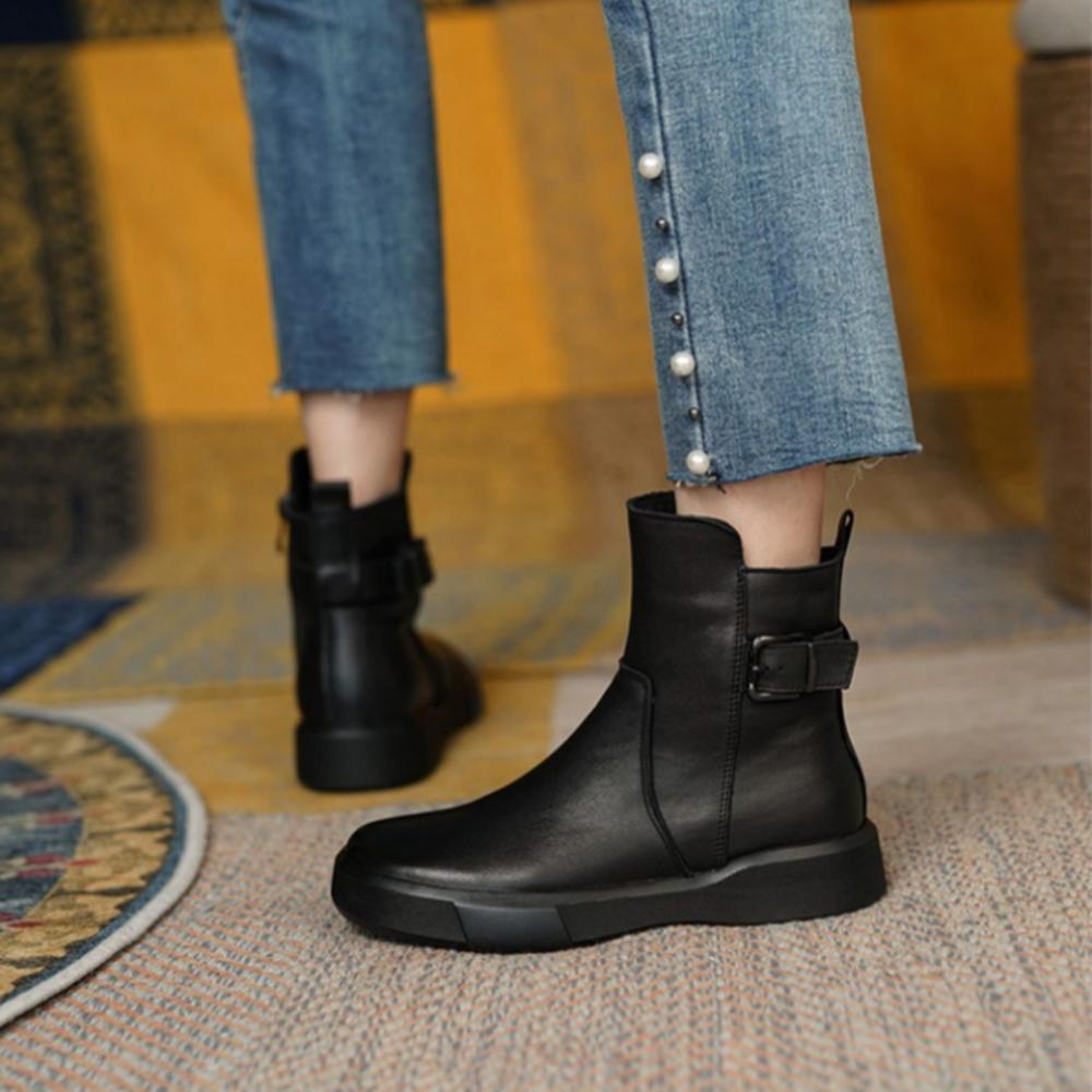 Women's Ankel Boots Autumn Winter Women Boots Womens Short Boots Flat Shoes Fashion Platform Boots Gothic Botas De Mujer 35-42