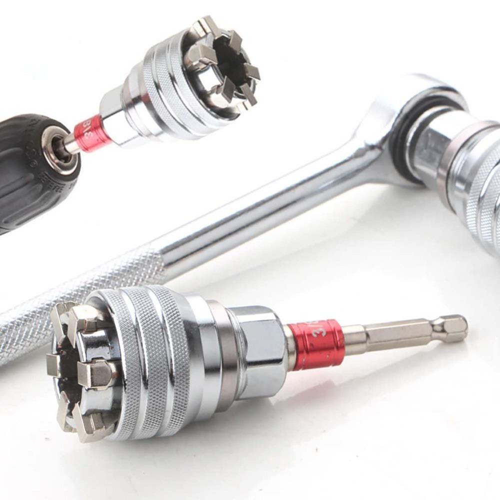 1Set Multi-Function Hex Wrench Adapter Kit 3/8" Drive Socket Adapter Universal Tool