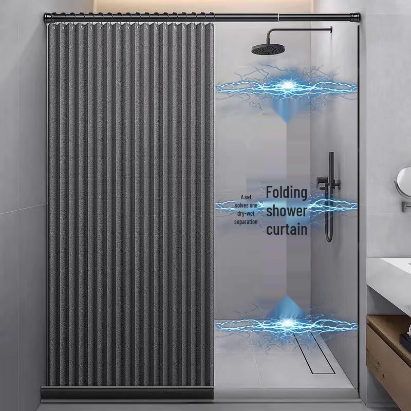Handun Retractable Folding Shower Curtain Set