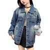 Rolanko Denim Outerwear for and Butterfly Size 140 Girls' Jacket, Spring, Autumn, Winter, Blue, Print,