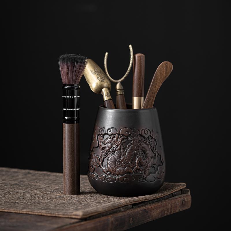 Высококачественная фиолетовая керамика для чайной церемонии Six Gentlemen Hand Carving Керамика Blackwood Solid Kung Fu Чайный сервиз Аксессуары