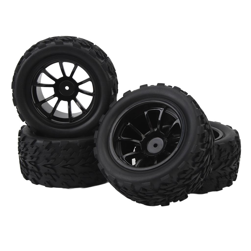 4pcs RC Car Wheels Tires Universal 10 Spoke Rims Rubber with M4 Lock Nut RC Car 1/10 Wheels Tires Fo