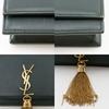 SAINT LAURENT Kate Chain wallet YSL logo Green Calfskin Women Used