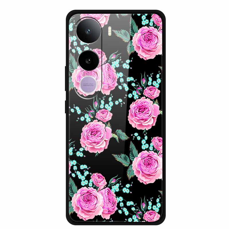 Glass Phone Case For Vivo Y400 5G Cartoon Animal Tempered Hard Back Cover For Vivo Y400 Case Coque Y 400 6.67" Soft Bumper Funda