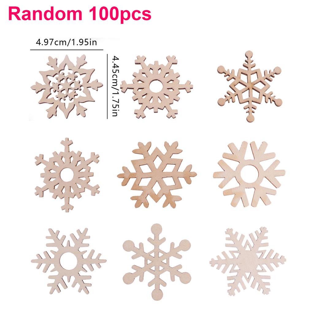 10/30/50/100pcs Christmas Wooden Snowflakes Hanging Ornaments DIY Snowflake Wooden Ornaments Cutouts Christmas Tree Decorations