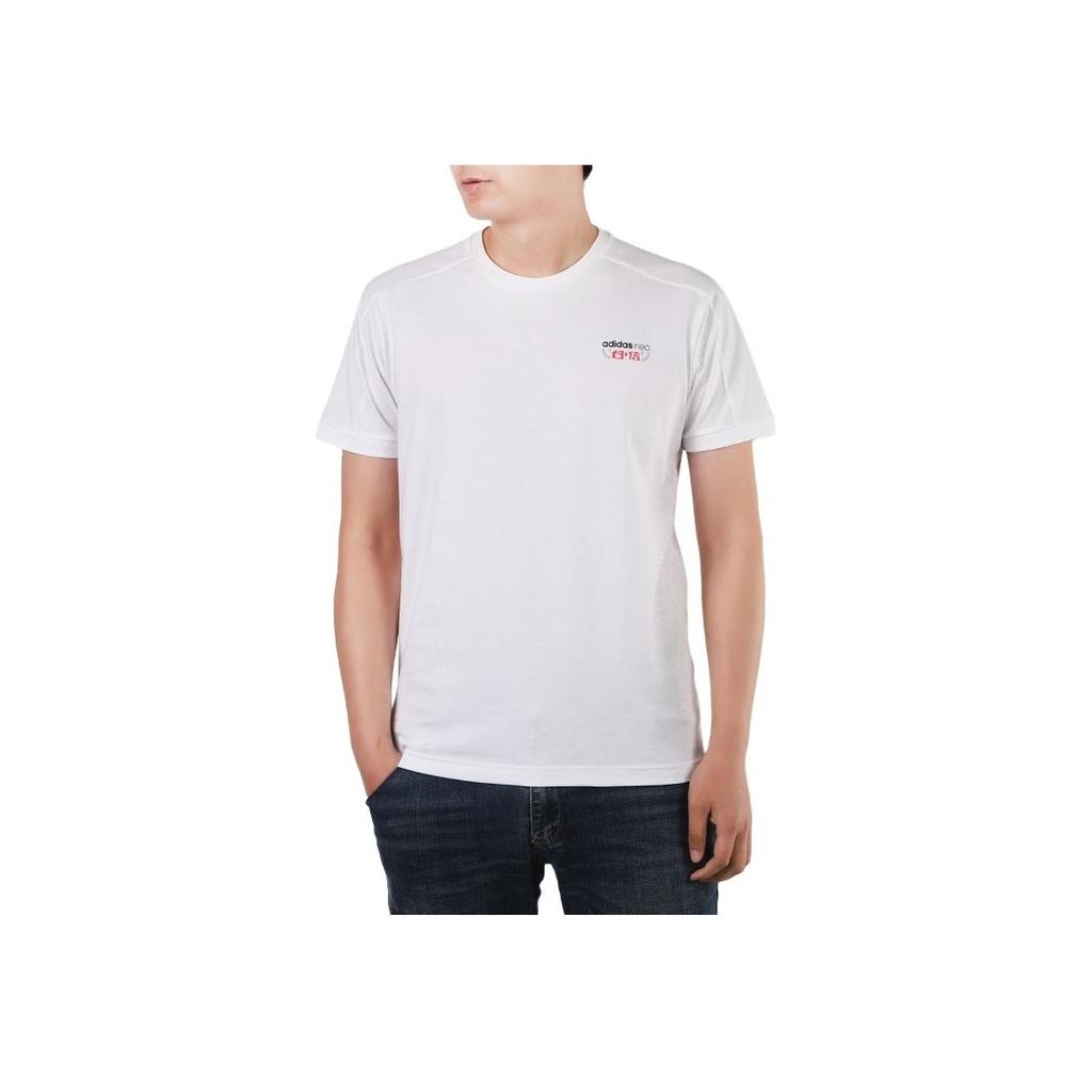 Adidas Футболка с круглым вырезом с короткими рукавами и нео-принтом, мужские топы, белые GK1483