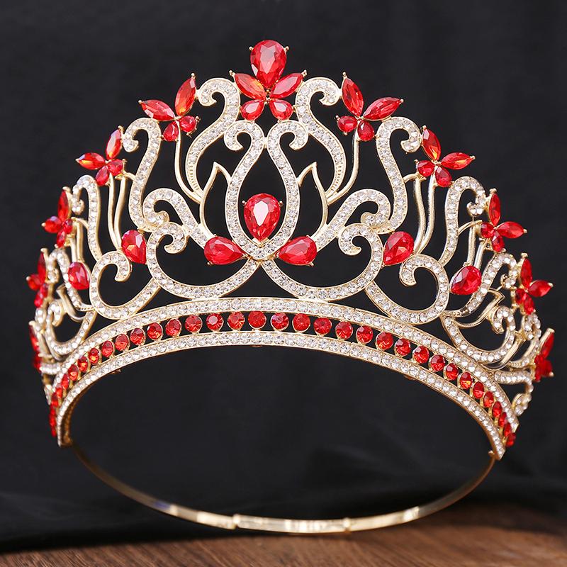 8 Colors Queen Round Crown High Tiaras and Crowns for Women Bridal Wedding Hair Jewelry Party Birthday Bride Headdress Pageant