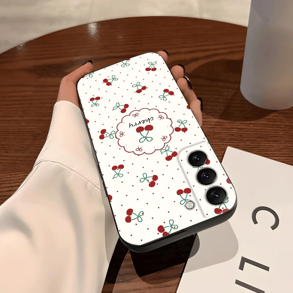 Чехол-бампер Funda для Samsung Galaxy S26 Ultra S20 Ultra S21 FE S23 S24 S25 Plus S10 S9 Note 20 8 9 10 Мультяшная Вишня