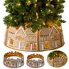 26/28-Inch LED Gingerbread Christmas Tree Collar Xmas Tree Skirt with String Light Xmas Artificial Trees Stand Base Ring Cover Decoration