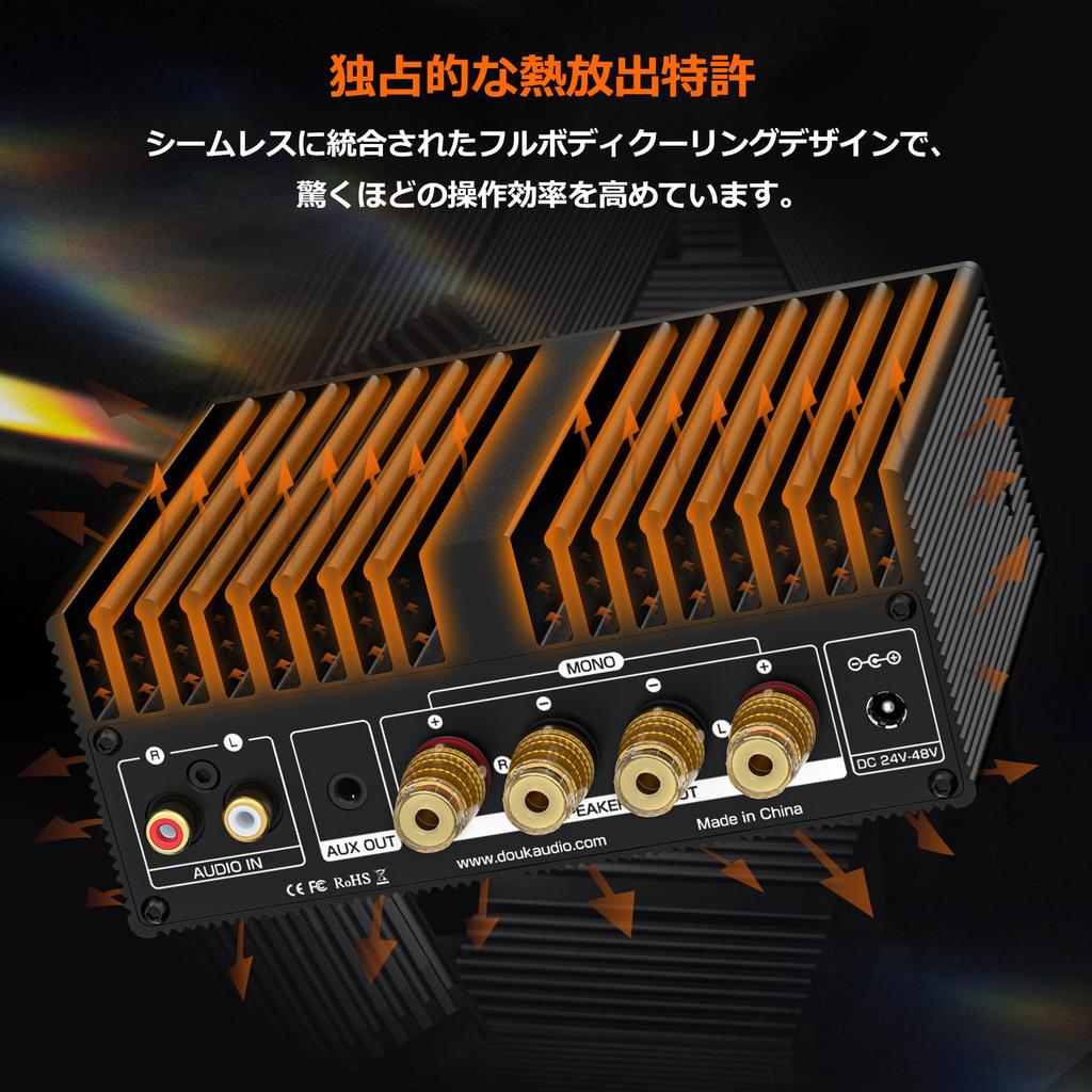 Douk Audio Nobdound A100 HIFI Power Amplifier with PFFB TPA3255 Class D Compact Operational Amplifier Switchable Patented Cooling Method Stereo Mode