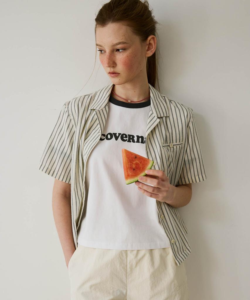 COVERNAT WOMAN Cooper Logo Ringer T-Shirt Off White