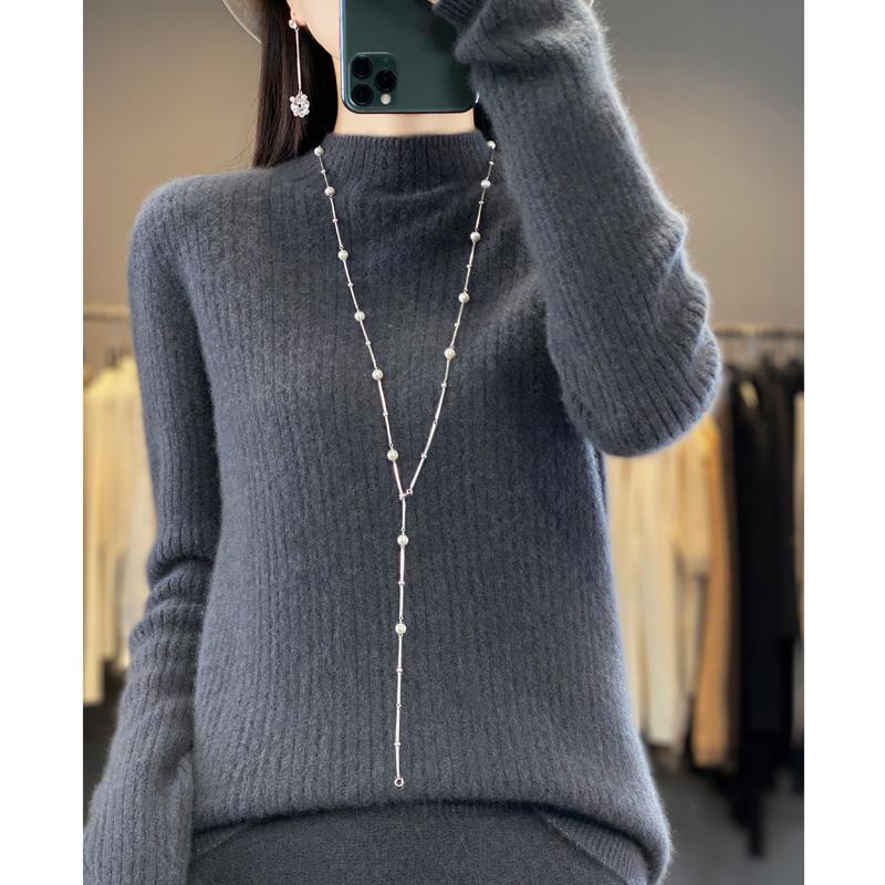 Женский свитер с полуводолазкой, кашемир Цинхэ, 30% кашемир, 70% шерсть, зимний вязаный пуловер, осенний свитер, кашемировый свитер