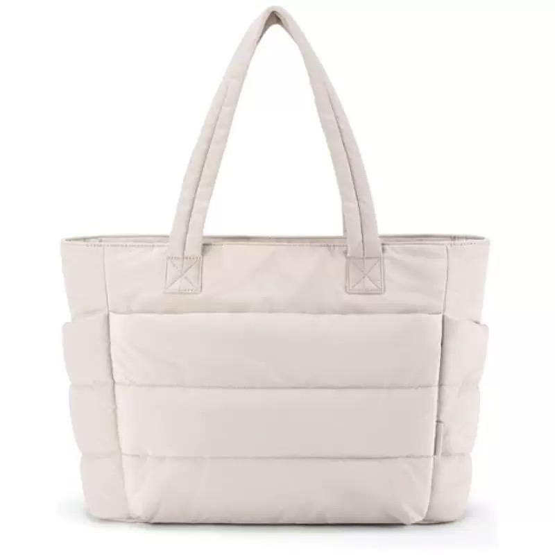 Женская сумка-тоут с пузырьками, стеганая, из хлопка с мягкой подкладкой, женская пухлая сумка через плечо, сумка-шоппер, однотонная сумка с ручками, универсальные повседневные сумки