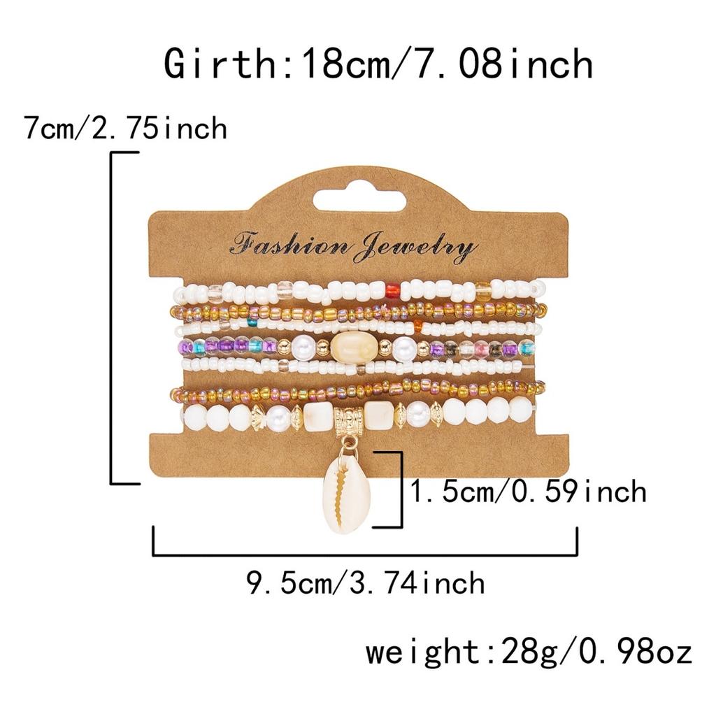 Bohemia Multilayer Rice Beaded Shell Tassel Bracelets For Women Men Ethnic Colorful Crystal Beads Bangle Summer Vacation Jewelry