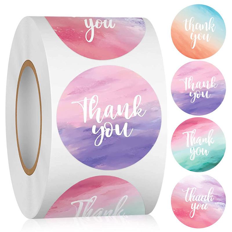 Цветные, Градиентные Наклейки Благодарности, Упаковка Подарков, Наклейки для Запечатывания, Декоративные Наклейки, Круглые, Самоклеящиеся Этикетки