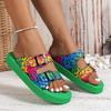 Women's Summer Flat Sandals, Ethnic Style Anti Slip Fashionable Shoe Sets, Casual Outdoor Beach Shoes
