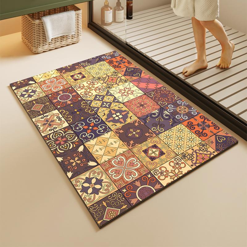 Diotomite Bathroom Bath Mat Super Absorbent Foot Mats Non-Slip Quick Dry Shower Carpet Toilet Rug Doormat Washable